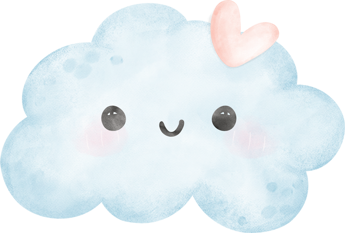 Cute Blue Cloud watercolor illustration